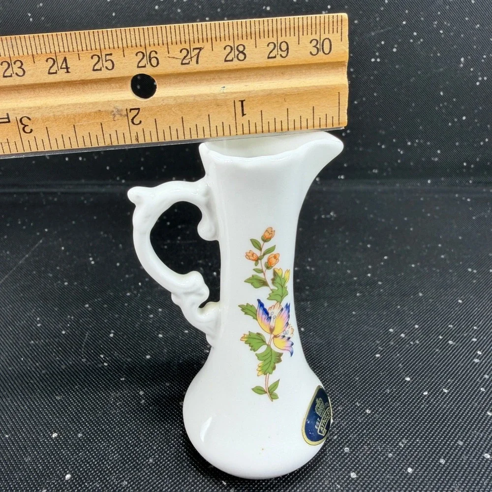 Aynsley Cottage Garden Miniature Pitcher Fine Bone China Butterfly Floral 4in